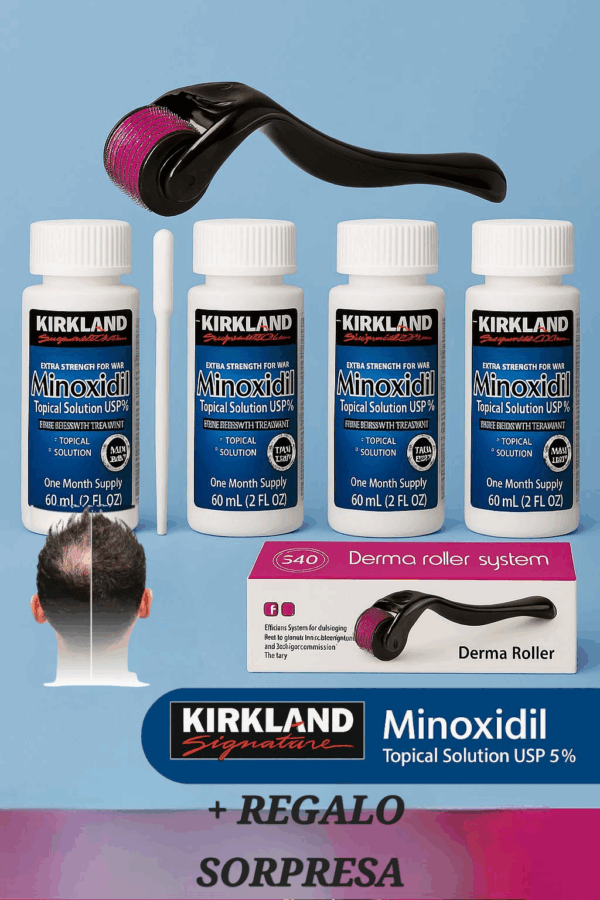 PROMO: Minoxidil x 4 unidades + Dermaroller + Gotero aplicación + regalo sorpresa - Image 2