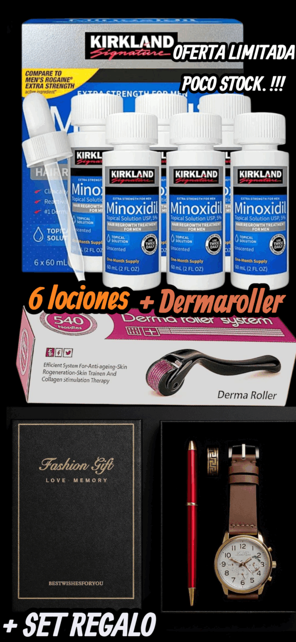 PROMOCIÓN SEPTIEMBRE CAJA 6UNIDADES + DERMAROLLER + SET ESTUCHE DE RAGALO (RELOJ + LAPICERA + ANILLO)